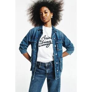 Anine Bing White Jaylin Signature Tee Size S (With Stains)